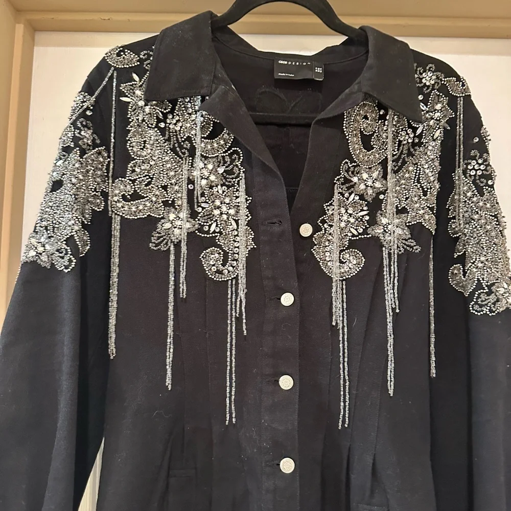 Black Jean Dress with Silver Embellishments - Picture 6 of 8